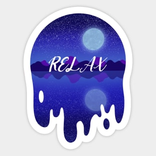 Relax Moon Light lake landscape Drip Sticker